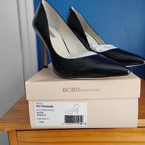BCBGeneration Black Patent Pointed Toe Stiletto Heels